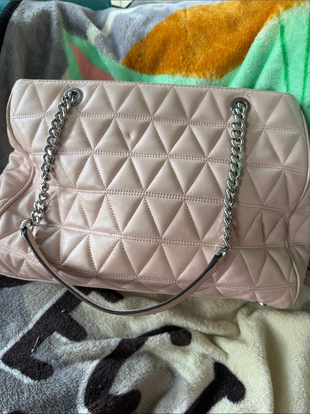 Michael Kors Quilted Chain-Handle Women's Tote in Light Pink - Picture 2 of 6
